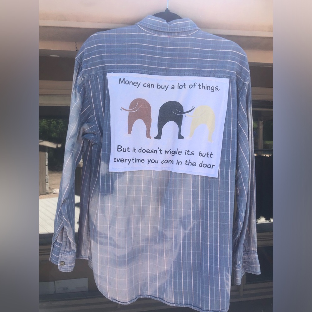 Rad Olive Upcycled Wiggling Dogs Unisex Flannel MED